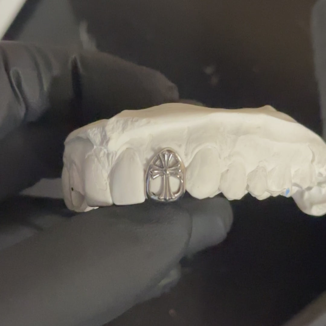 Video of chrome cross cap dental silver 